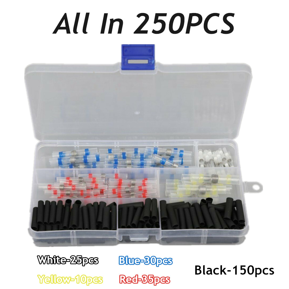 250PCS 26-10AWG Waterproof Insulation Heat Shrink Sleeve Wire Connectors