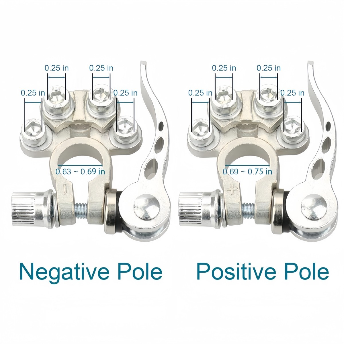 4 PCS 4-Way Quick Release Battery Terminal Clamps–SAE/JIS Type A Post Connectors