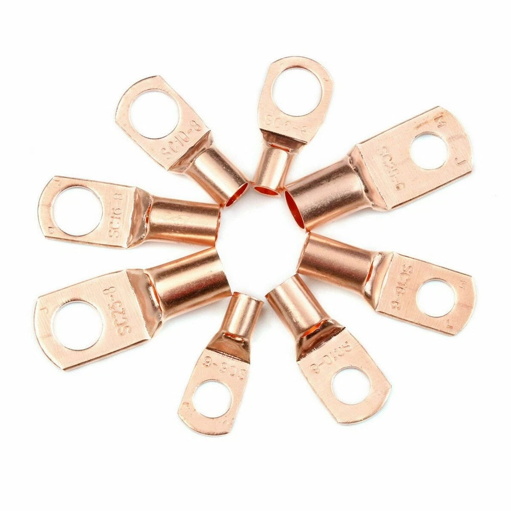 140PCS Copper Lugs Ring Terminals Bare Battery Welding Crimp Wire Connectors Kit