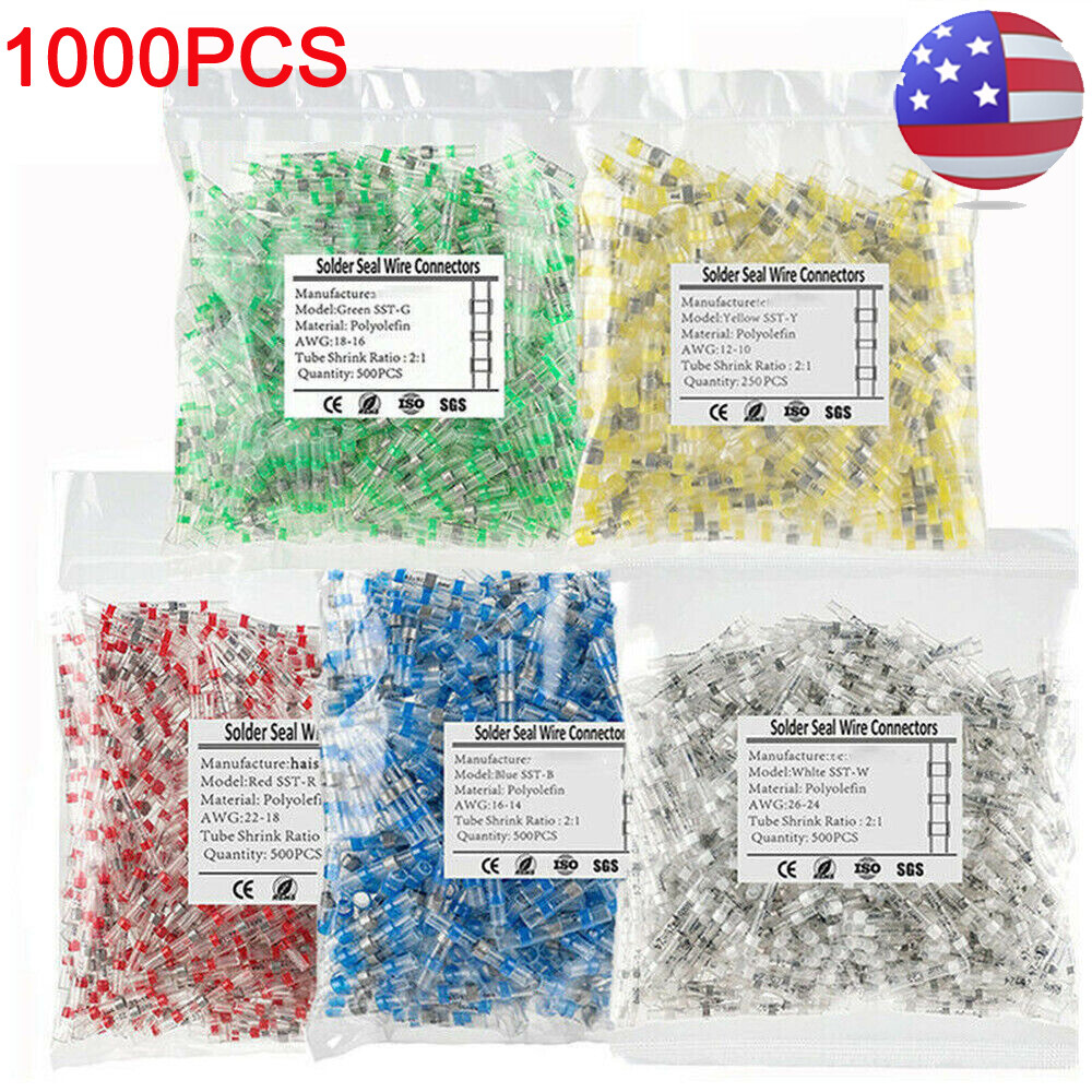 800/100 Solder Seal Sleeve Heat Shrink Butt Wire Connectors Terminals Waterproof