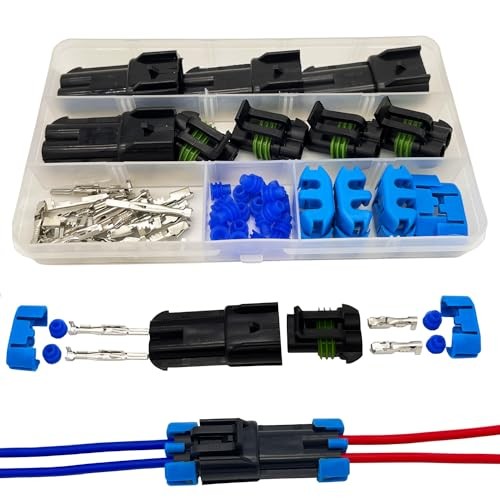 14-12 AWG 2 Pin Connector Waterproof Weather Pack Wire 2pin/4kit/14-12AWG