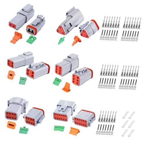 100 PCS Deutsch DT Connector Kit 2 3 4 6 8 12 Pin Gray 1 Kit 2、3、4、6、8、12 pin
