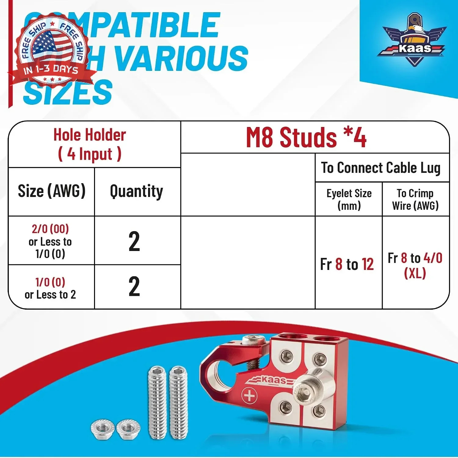 Lead Acid Battery Terminal Clamps, Positive and Negative Set, for SAE/DIN/EN Tap