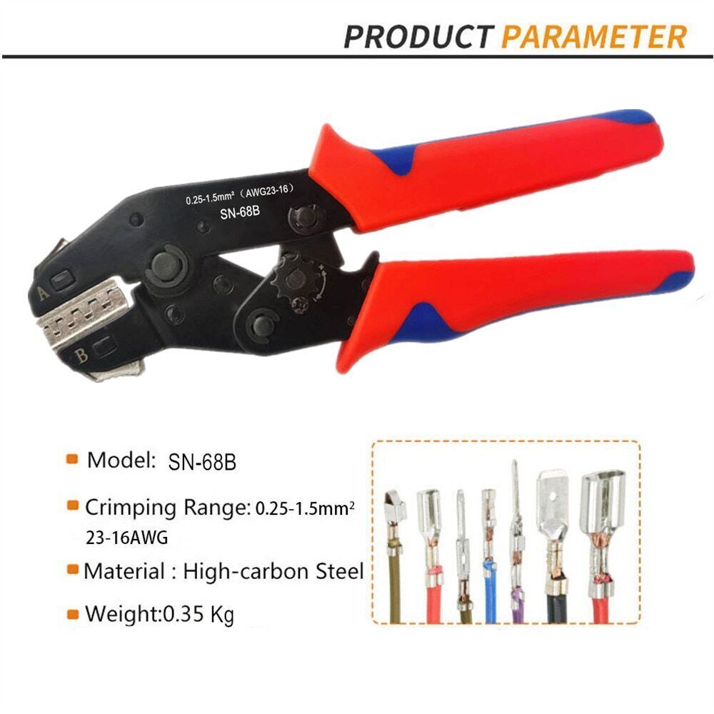SN-68B Crimping Plier Crimper Tool 0.25-1.5mm² for Dupont,TE,JST,Molex Terminal