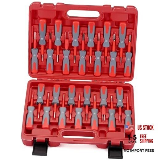 Terminal Removal Tool Kit, 26 Pcs Depinning Tool Pin Removal Tool Kit, Red