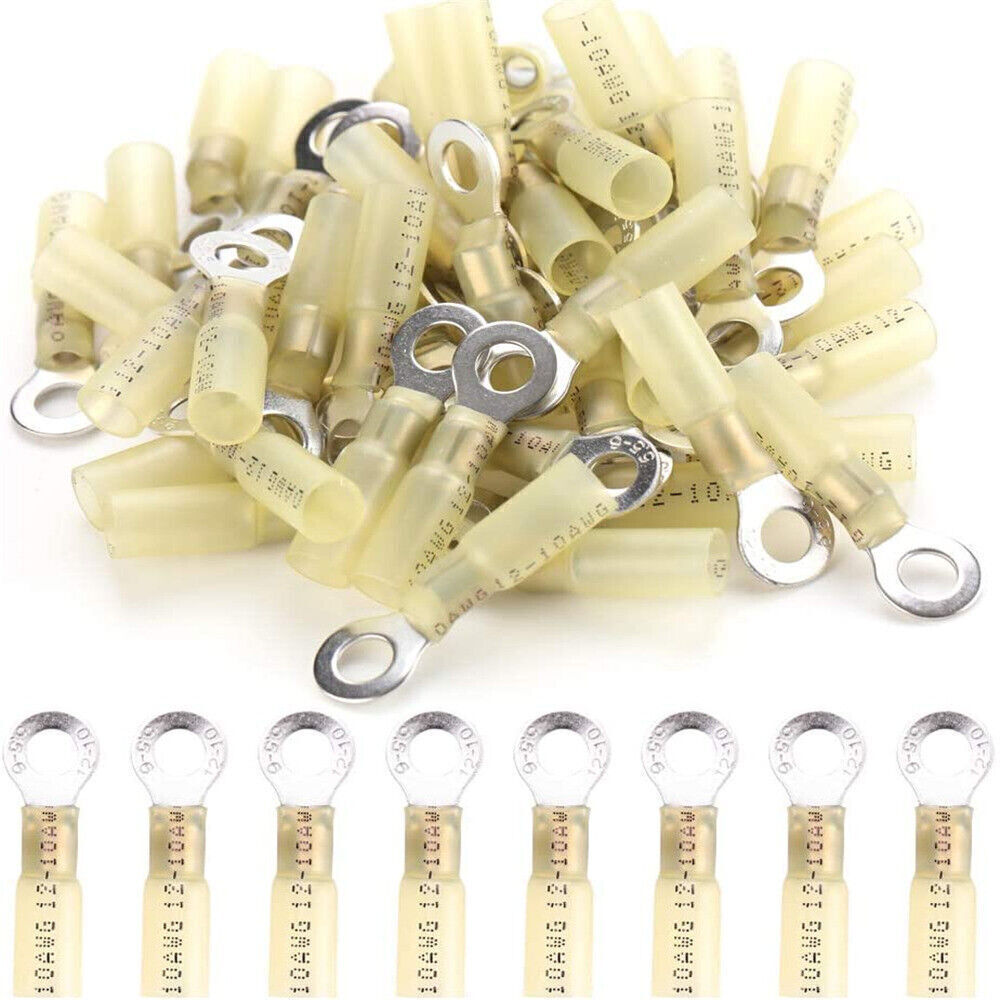 50x US Wire Crimp Waterproof Heat Shrink Ring Connectors Terminals M5 M6 M8 M10