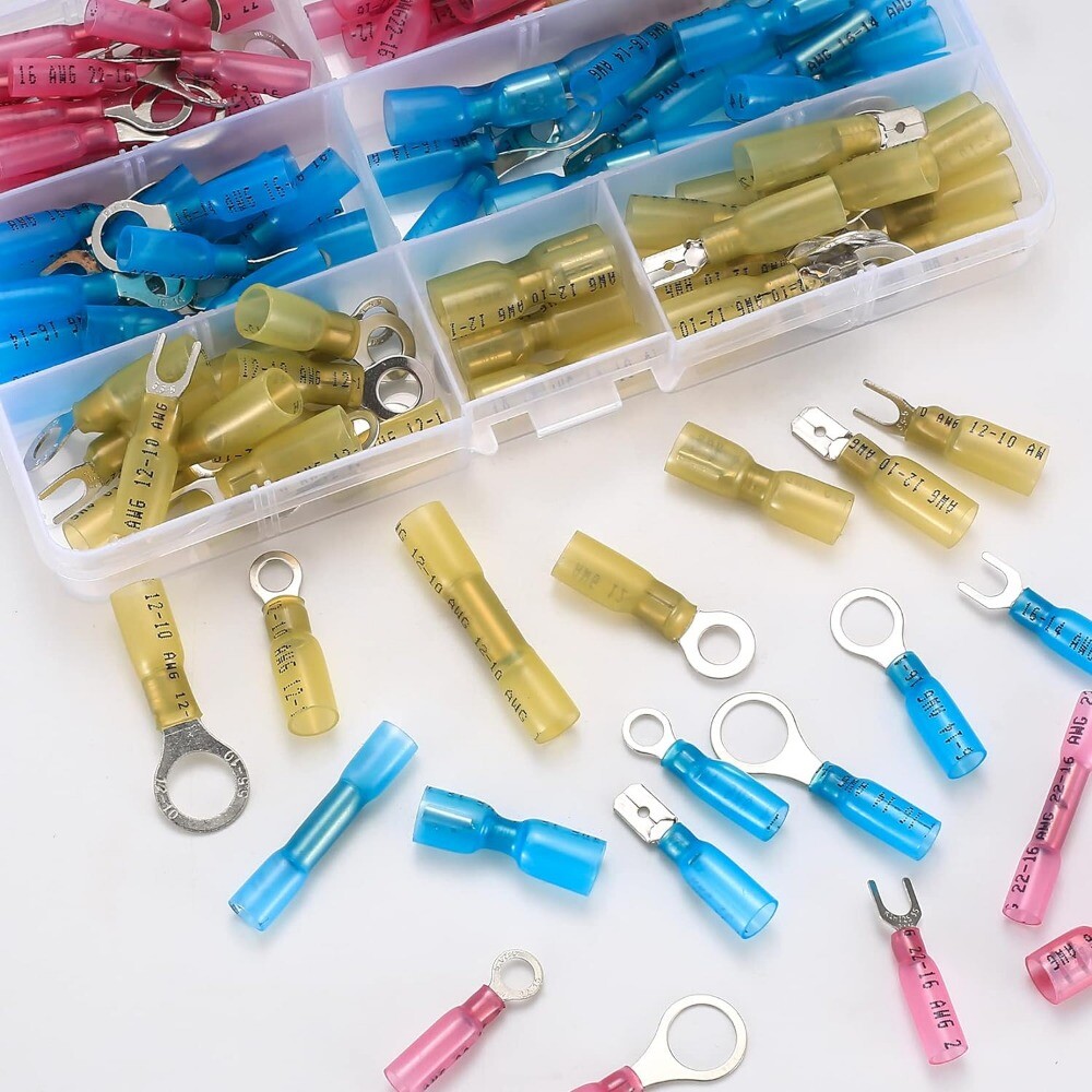 640/250Pcs Automotive Heat Shrink Wire Connector Rings Spade Crimp Butt Terminal