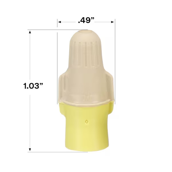Twist-On Wire Connector, 12 AWG Max, Tan, Yellow, Polypropylene, Thermoplastic