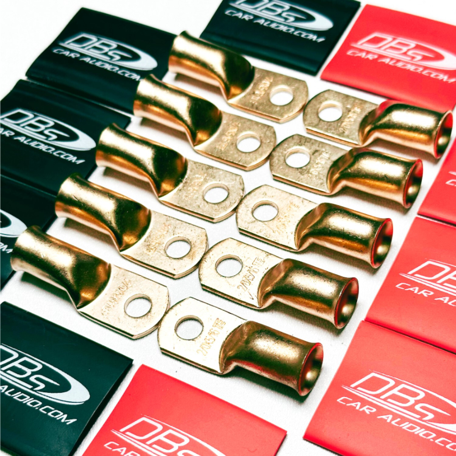10 2/0 Gauge Copper 3/8 Ring Terminal Lug Battery Connector with Heat Shrink