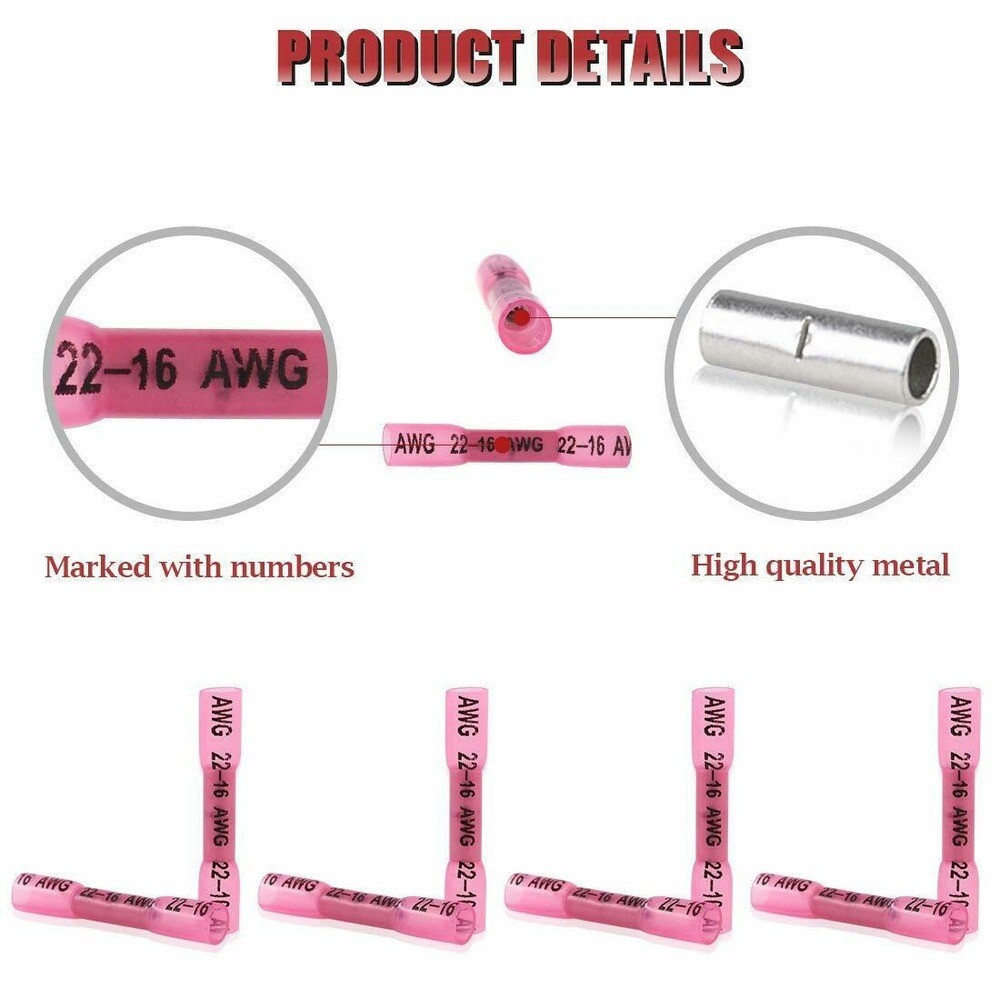 600/200Pcs Waterproof Heat Shrink Butt Wire Splice Connectors Crimp Terminal Kit