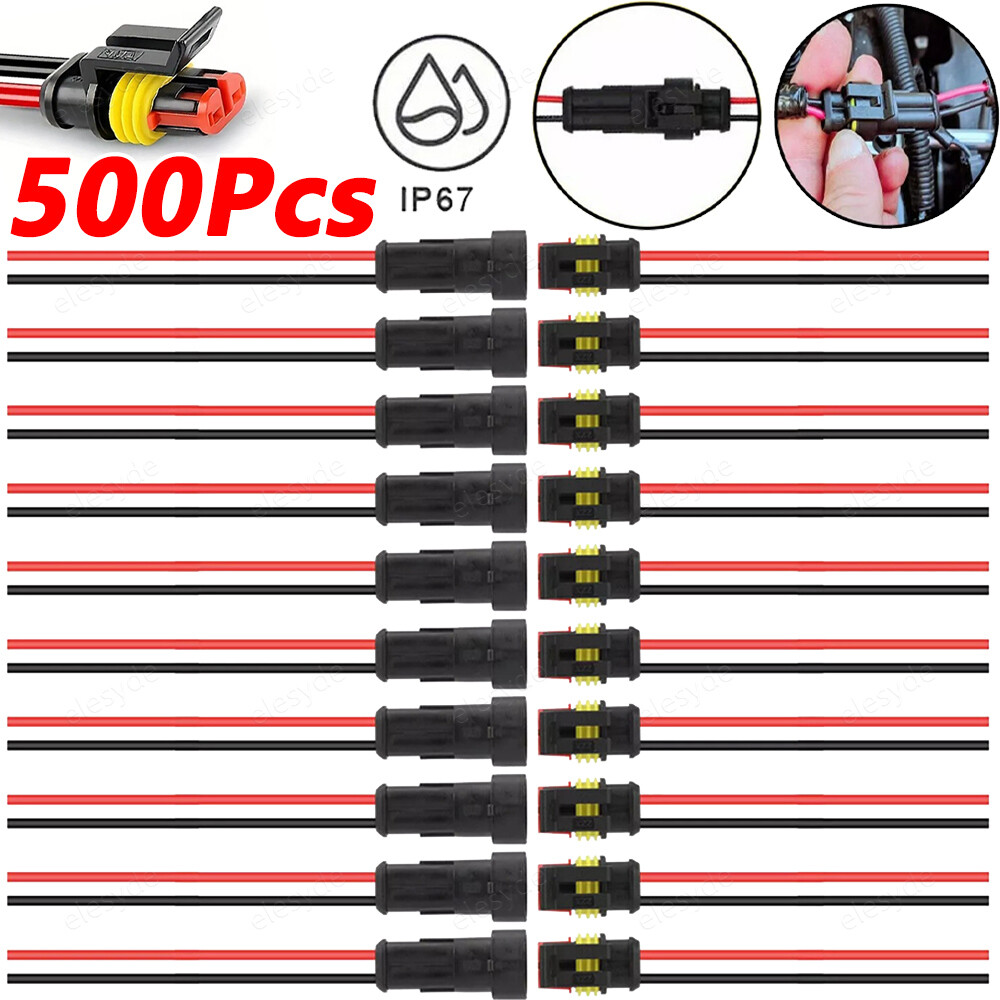 Car Electrical Wire Cable 2Pin Connector Way Plug Kit Male Female Waterproof Lot