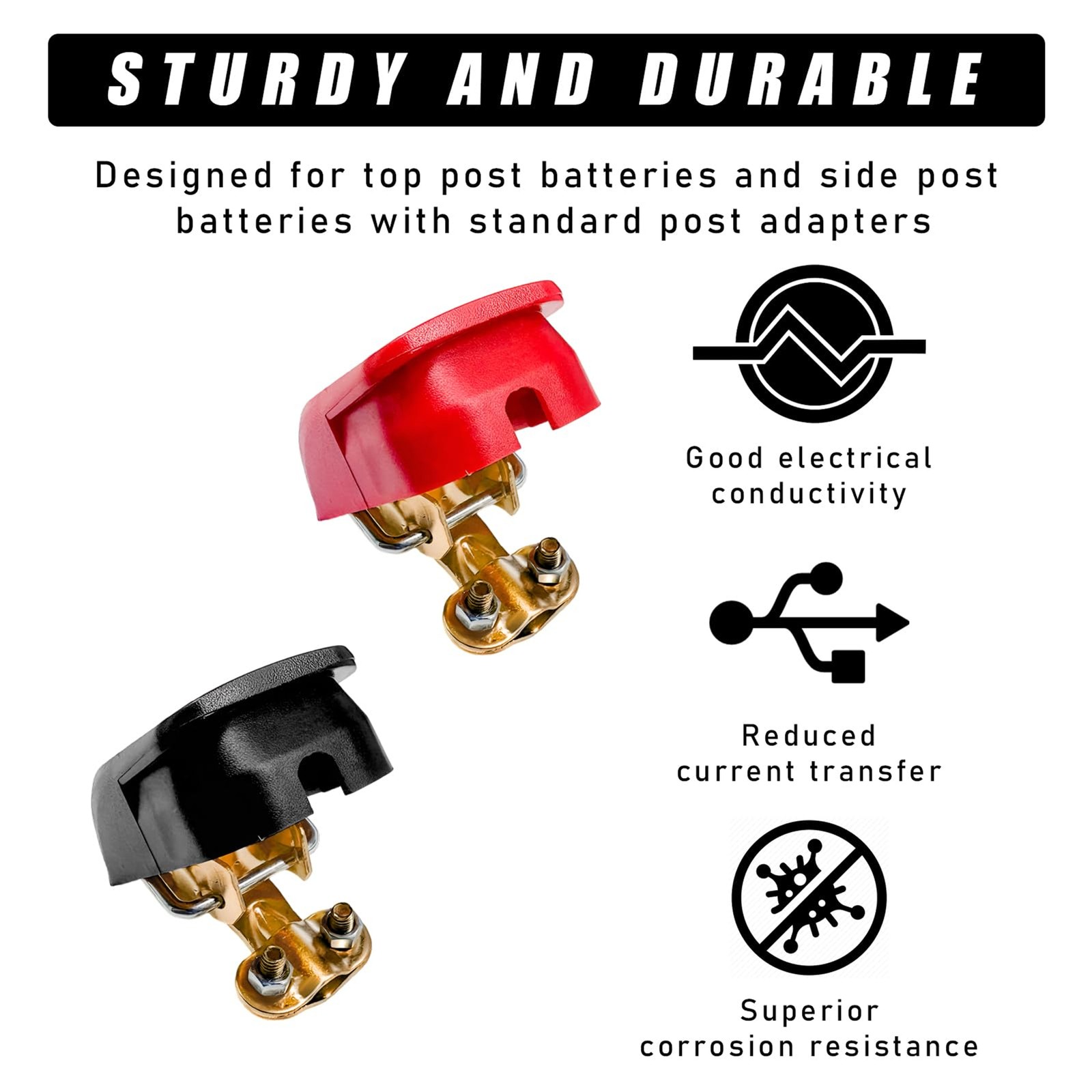KVAEY Quick Release Connectors Battery Terminal Clamp, Quick Disconnect Top Post