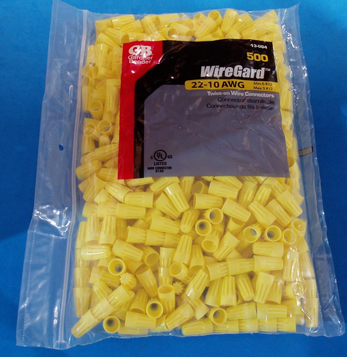 500 PK GB YELLOW WIRE CONNECTORS TWIST ON CONICAL CONNECTOR NUT 13-004