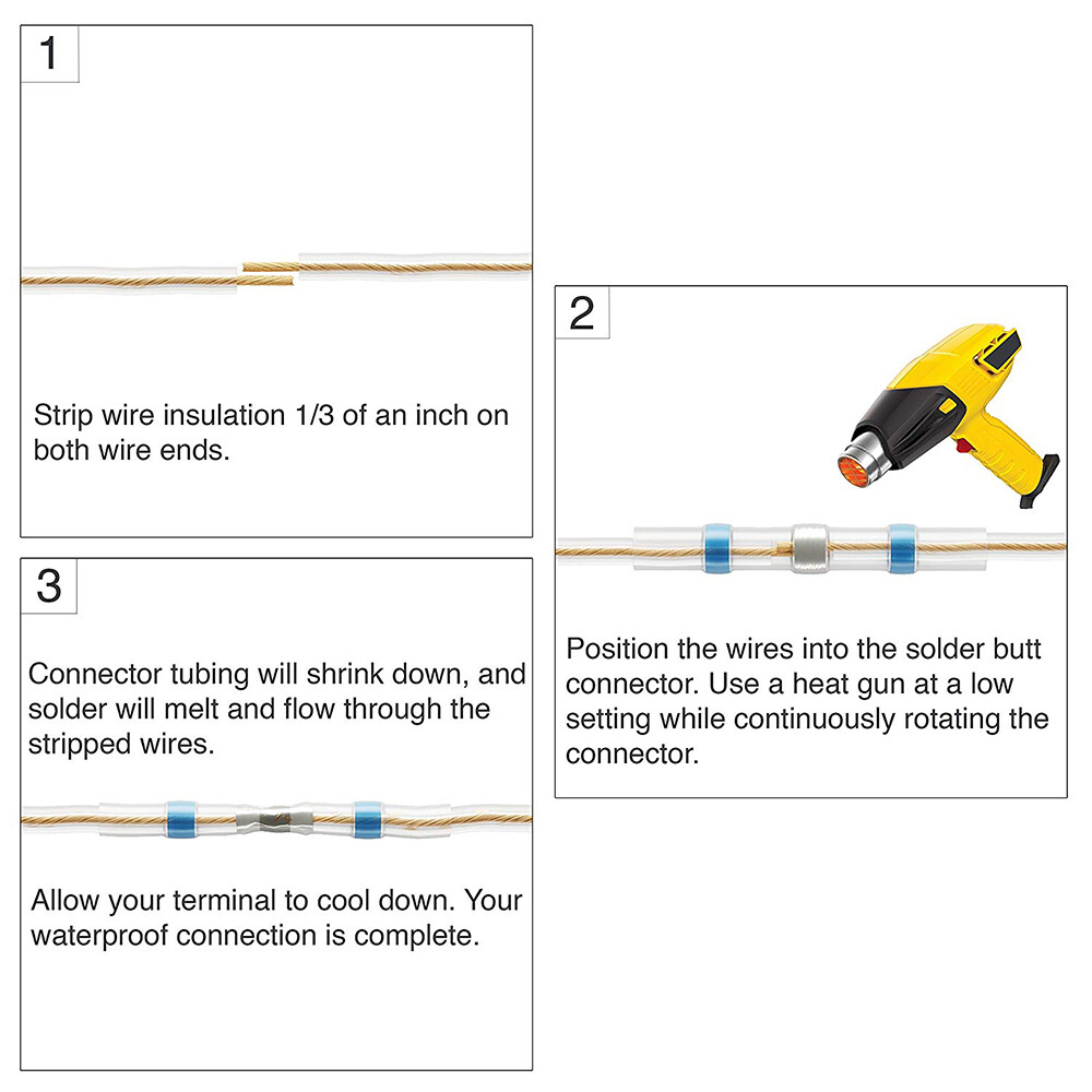 400PCS Waterproof Solder Heat Shrink Seal Sleeve Wire Butt Splice Connectors Kit
