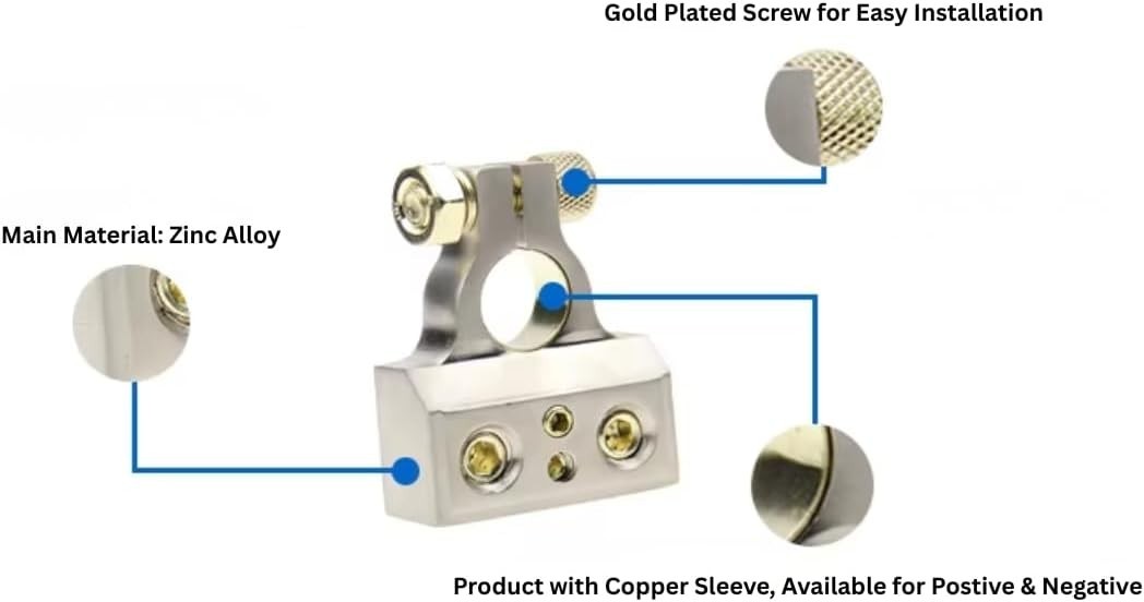 Dual-Size Car Battery Terminal Clamps: 0/4/8 AWG Connectors for Heavy-Duty Use