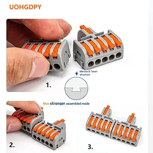 15Pcs Lever Wire Connectors, 1 in 3 Out DIY Mini 15Pcs 1 in 3 Out