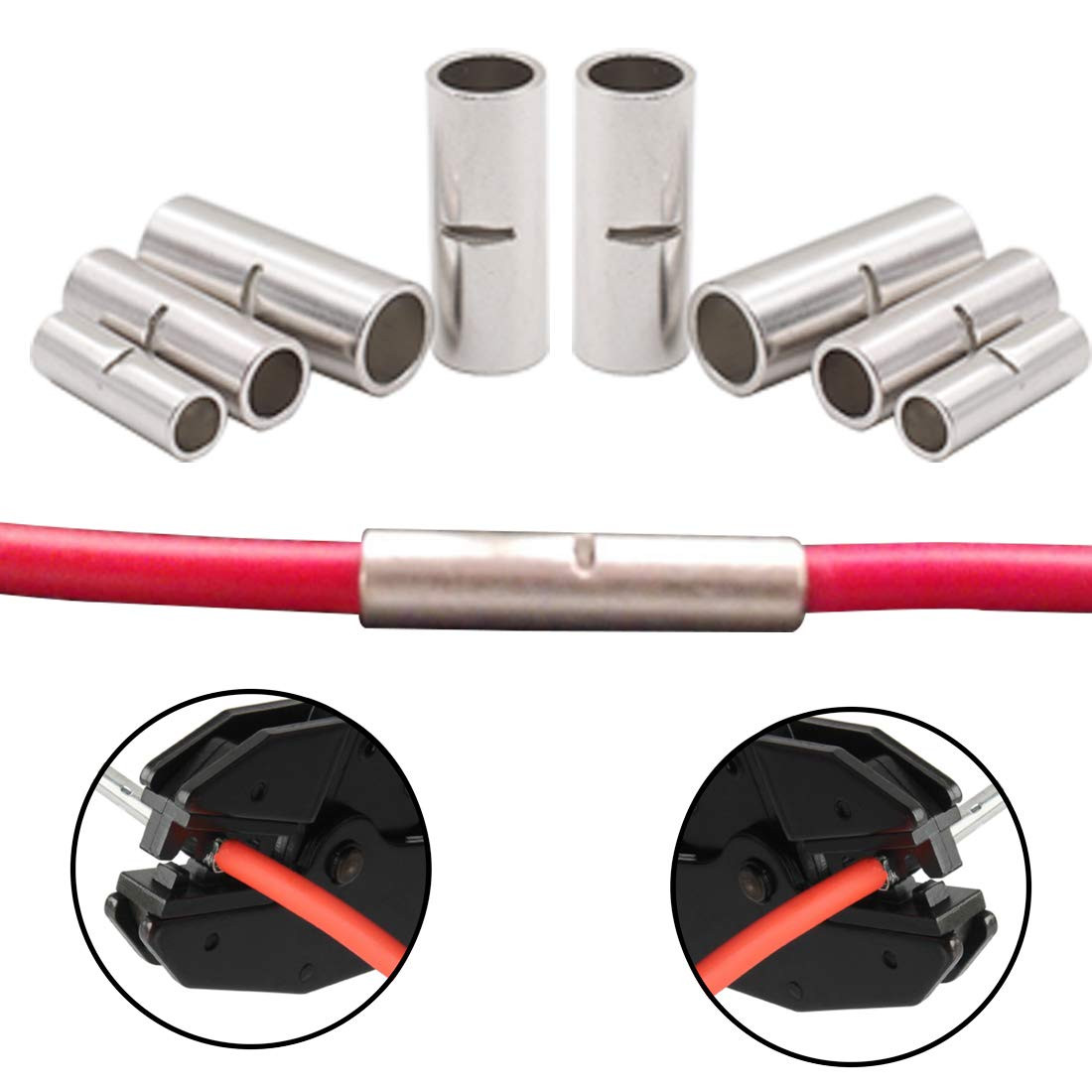 Butt Connectors 3types Gauge Awg 4/6/8 Crimp Splice Non Insulated Crimp Extens