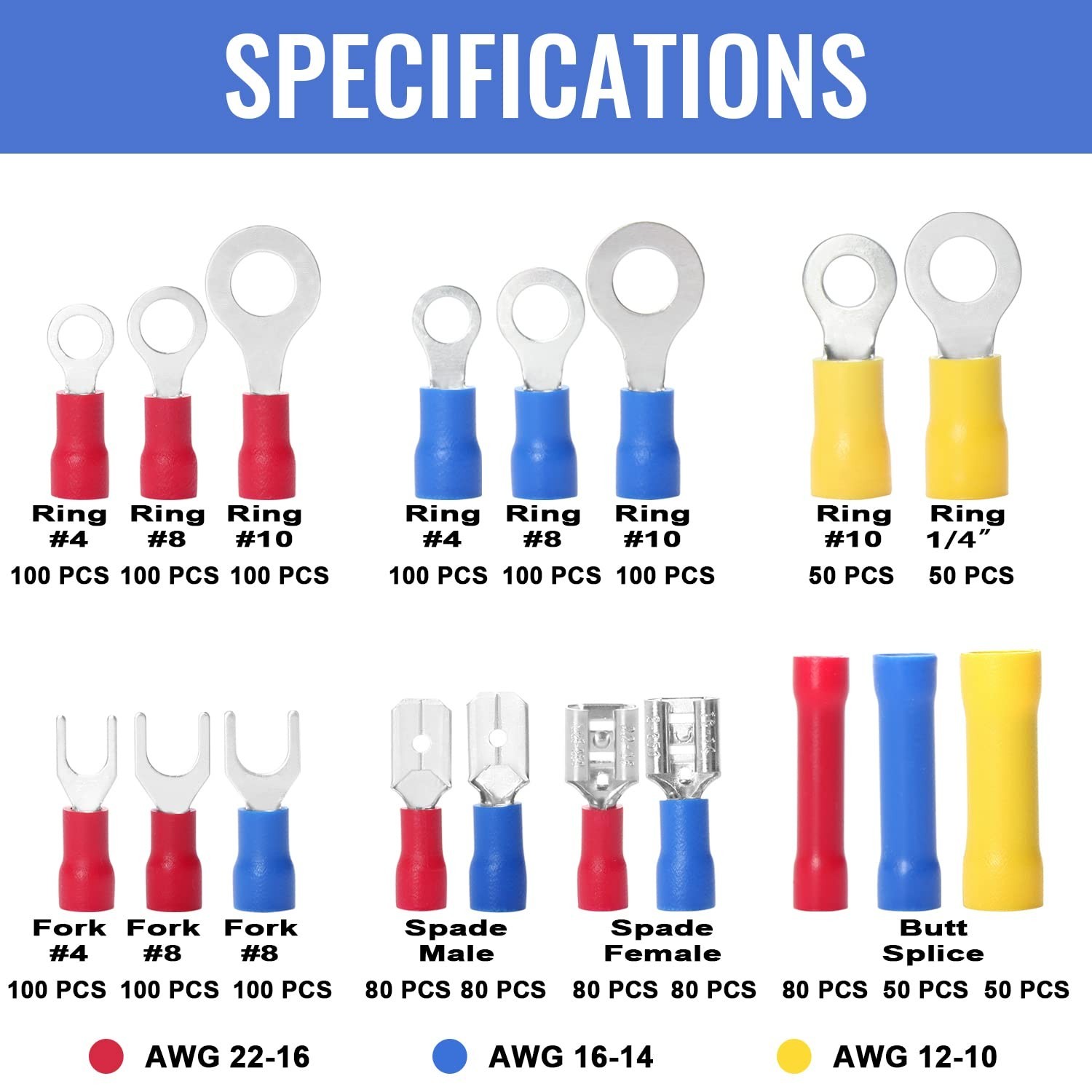 Qibaok 1500pcs Wire Connectors – Insulated Electrical Blue, Red, Yellow