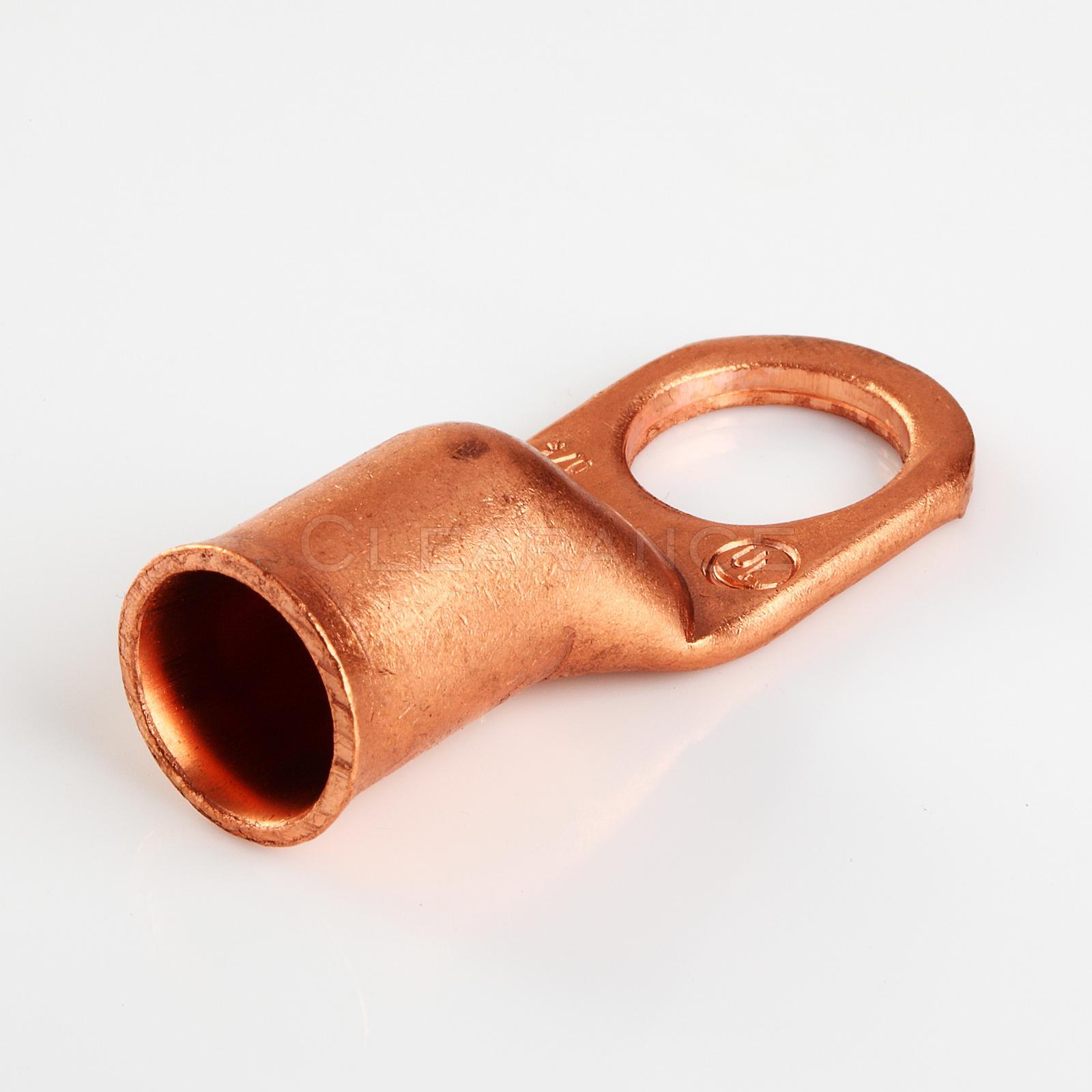 Copper Non-Insulated 1 or 0 G Wire Gauge 1/2″ Ring Terminals 10 pcs
