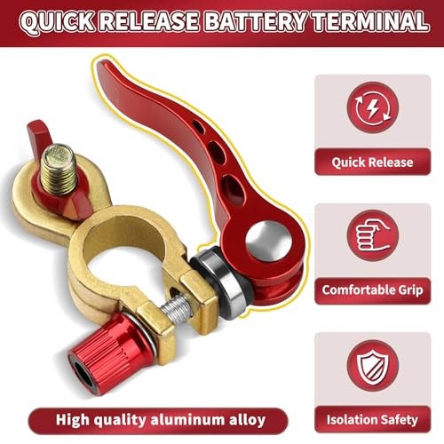 Battery Terminal Connectors 1 Pair, Battery Terminals Brass (M8 x 25mm Bolt),