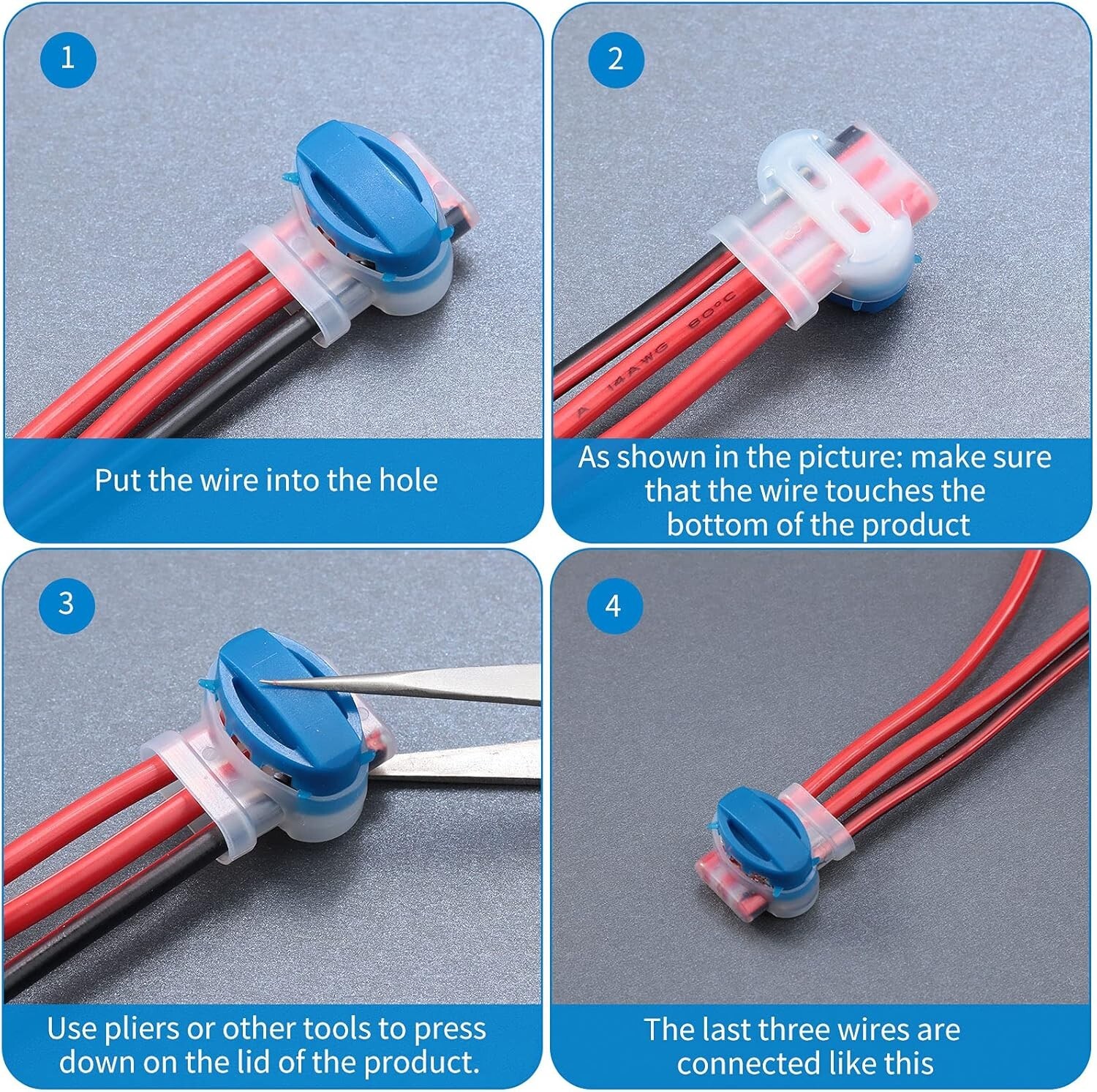 50 Pack 3 Wire Connectors Electrical IDC 314-BOX Pigtail Connectors for 22-14…