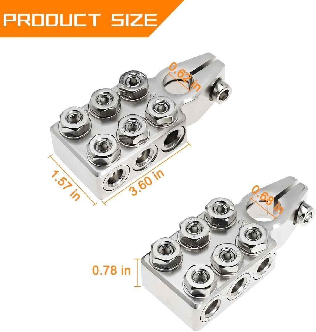 Car Battery Terminal Connector 12-Way Vehicle 8AWG up to 4/0(XL) AWG Gauge Clamp