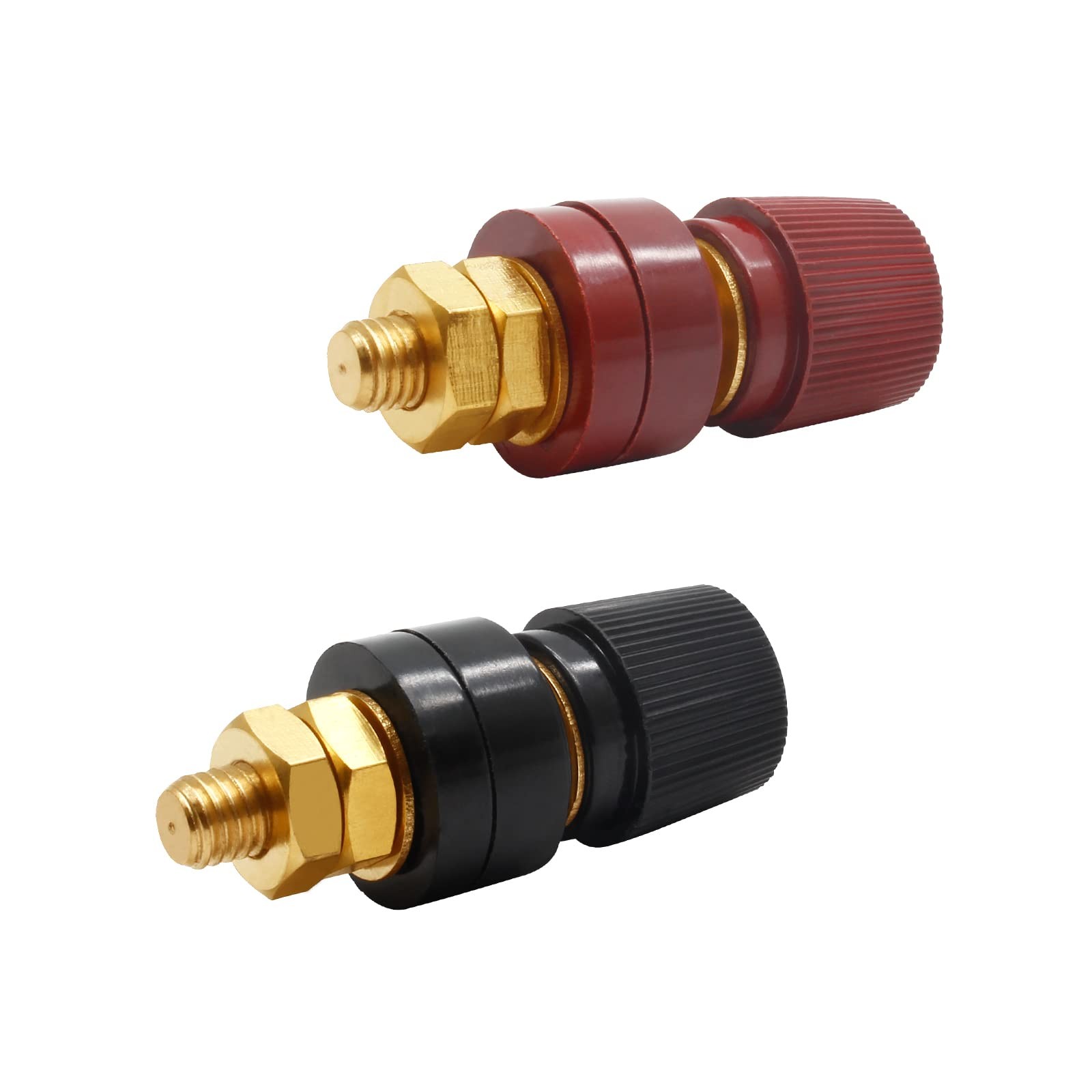 2 Pcs 1/4″ Copper Battery Terminal Studs, M6 Binding Post Connectors Red & Black