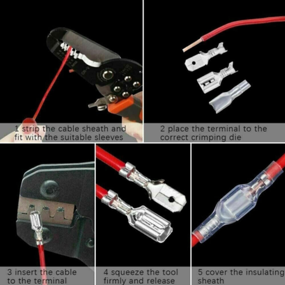 900Pcs Assorted Spade Crimp Terminals Kit Electrical Wire Connectors Male Female