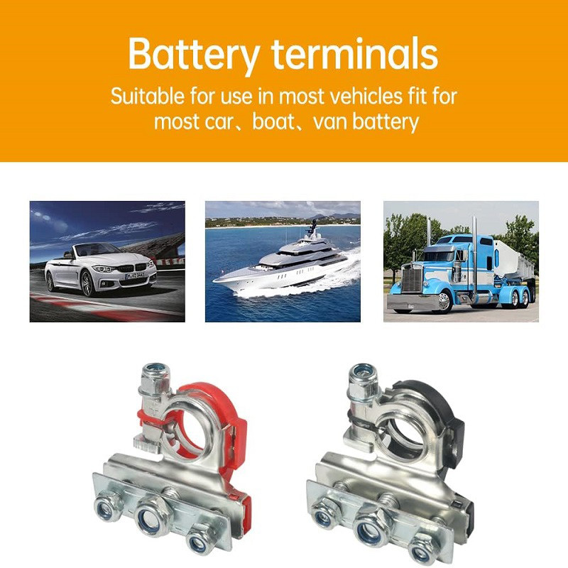 2X Car Boat Marine Battery Terminal Clamps Top Post Positive Negative Connectors