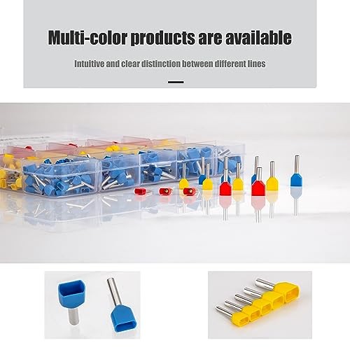 500pcs Double Wire Ferrules Kit – Twin Ferrule Connectors, AWG 14-22