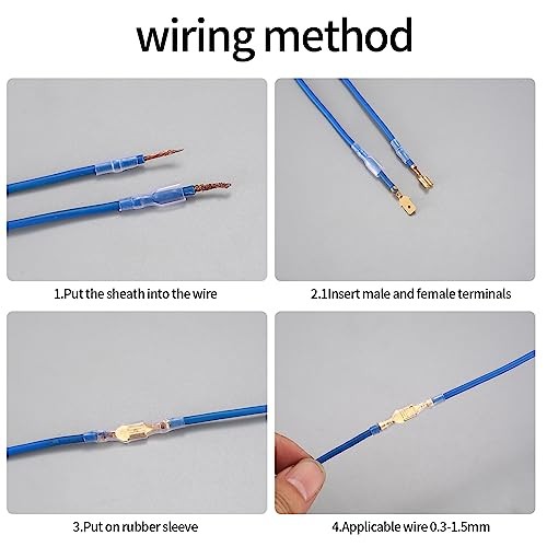 600 Pcs 2.8mm 4.8mm 6.3mm Male and Female Wire Spade Connectors and Insulating
