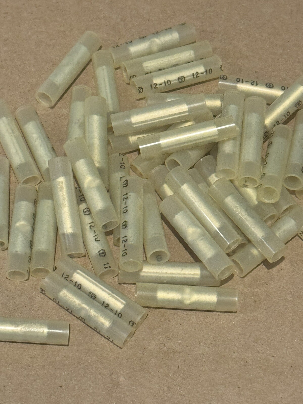 Lot Of 50 TE 12-10 Gauge Wire Butt Connector Yellow Nylon AWG Crimp Terminals