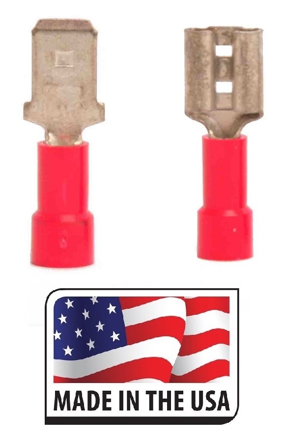 (100) 22-18 AWG VINYL QUICK DISCONNECT M/F .250 1/4″ SPADE CONNECTOR USA