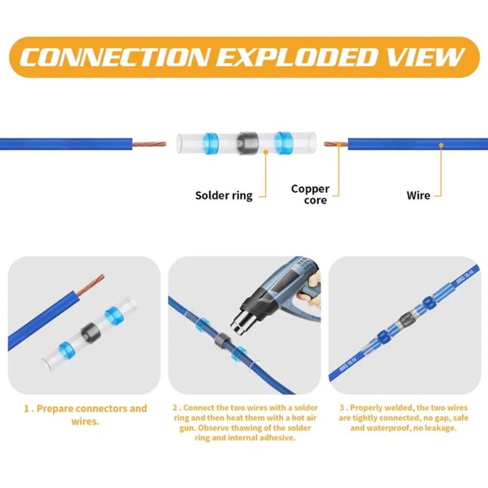 800 Heat Shrink Self Soldering Butt Connector Wire Solder Stick Splice Connector