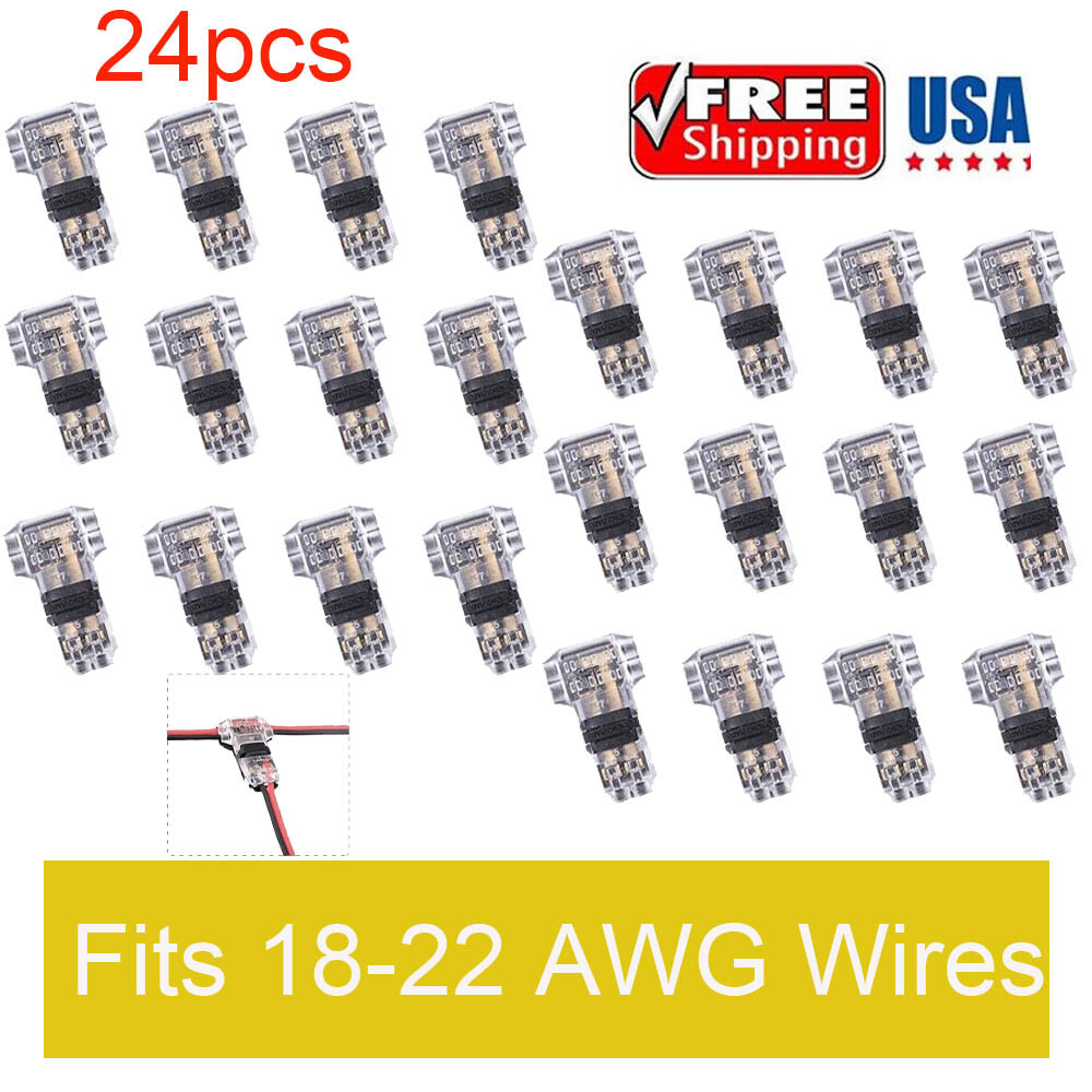 24 PCS Low Voltage T Tap Wire Connectors 3 Way Wire Connector for 18-22AWG Wire