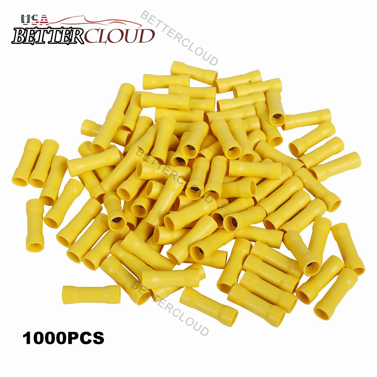 1000Pcs 12-10 Gauge Insulated Butt Wire Connectors Crimp Splice Terminals Yellow