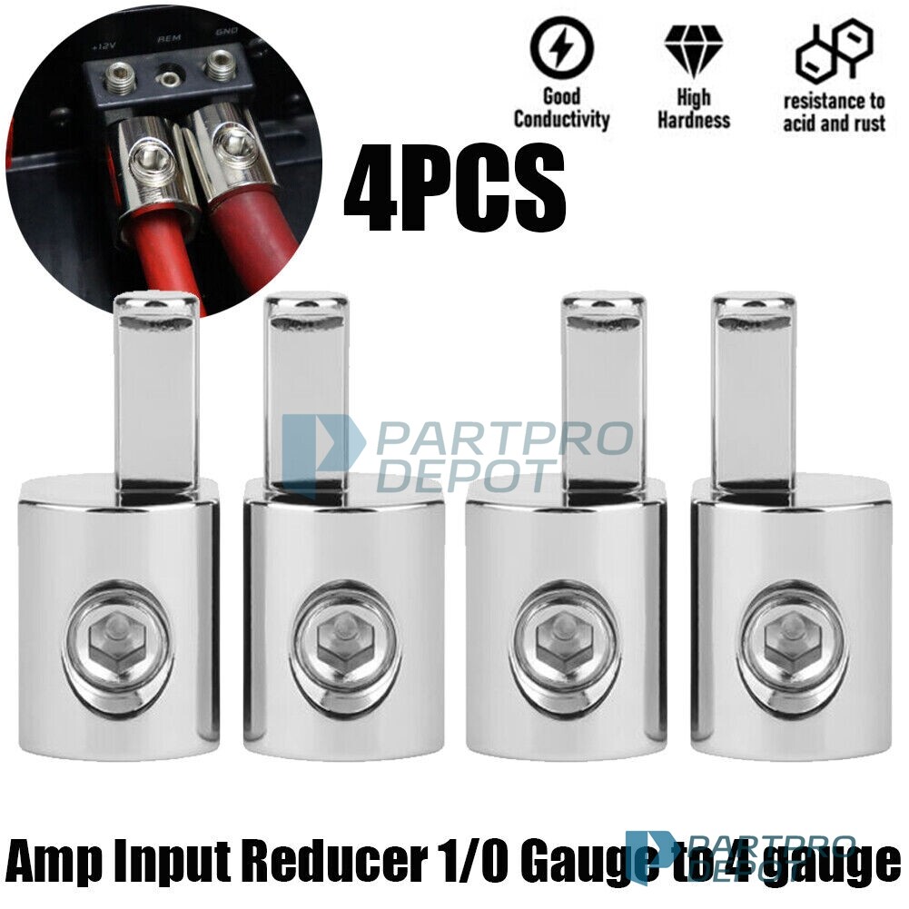 4Pcs 1/0 Gauge To 4 Gauge Pin AWG Power Wire Reducer Car Audio Amp Terminal US