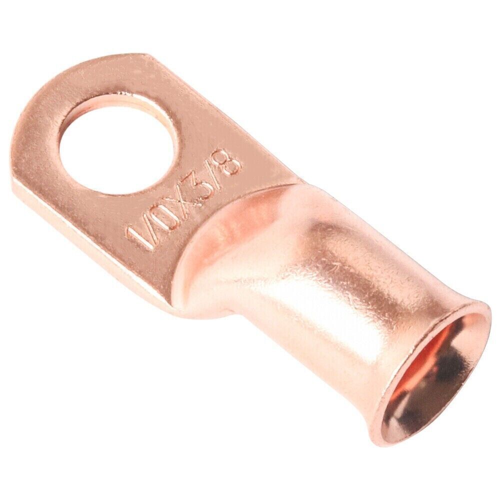 BLACK & RED 1/0 AWG Gauge Copper Cable Lugs Heat Shrink Ring Terminals/Tool