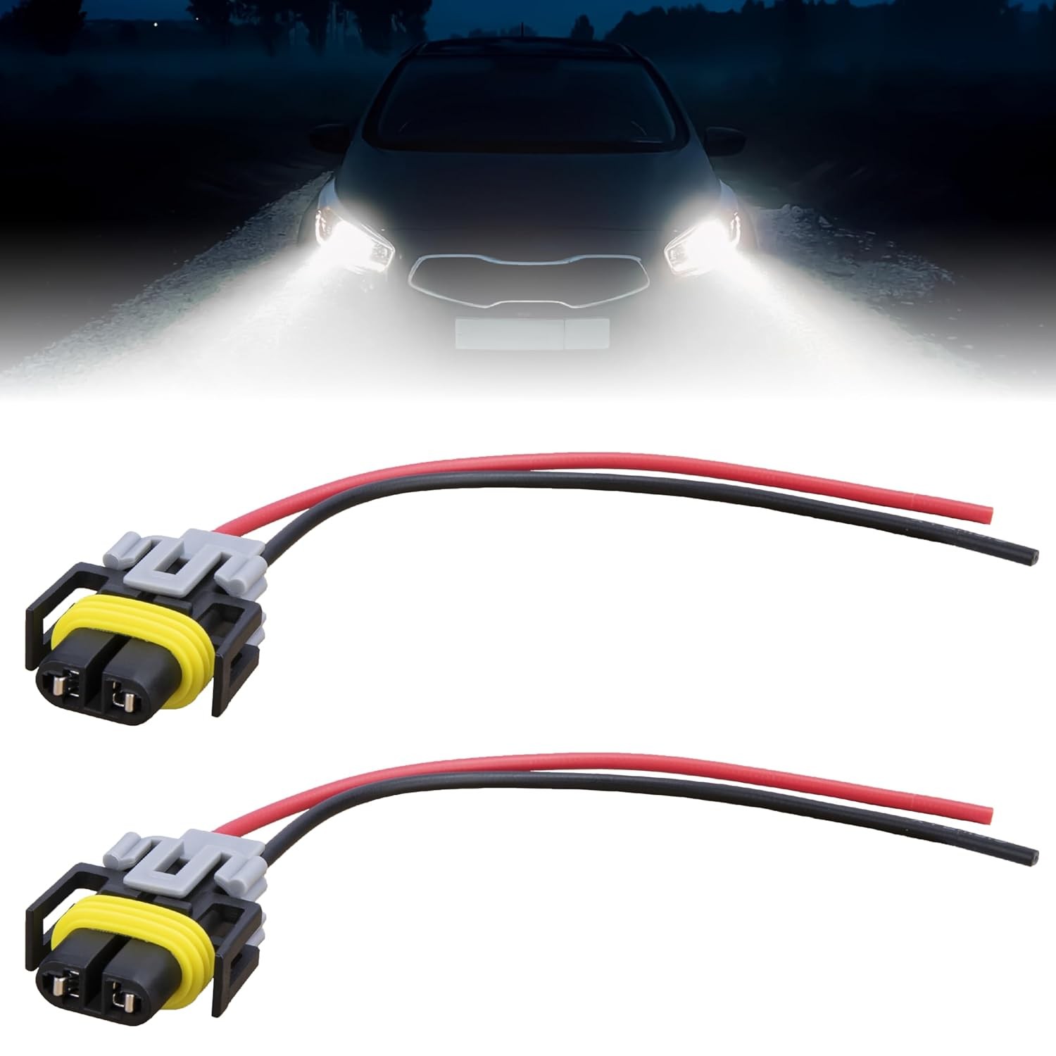 H11 Wiring Harness Socket Adapter Fog Light Wire Connector Female Plug 2PCS