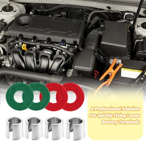 4PCS Car Battery Terminal Shim Kit with 4PCS Washers,Positive & Negative Car