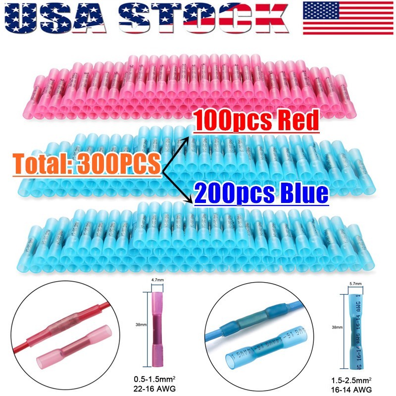 600/200 Heat Shrink Butt Connectors Waterproof Electrical Wire Splice for Marine