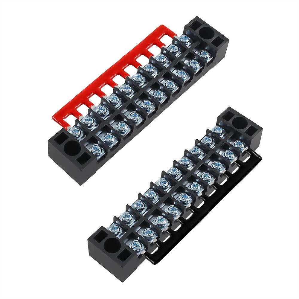 10 Positions Dual Row 600V 15A Screw Terminal Blocks Pre-Insulated Barrier Strip