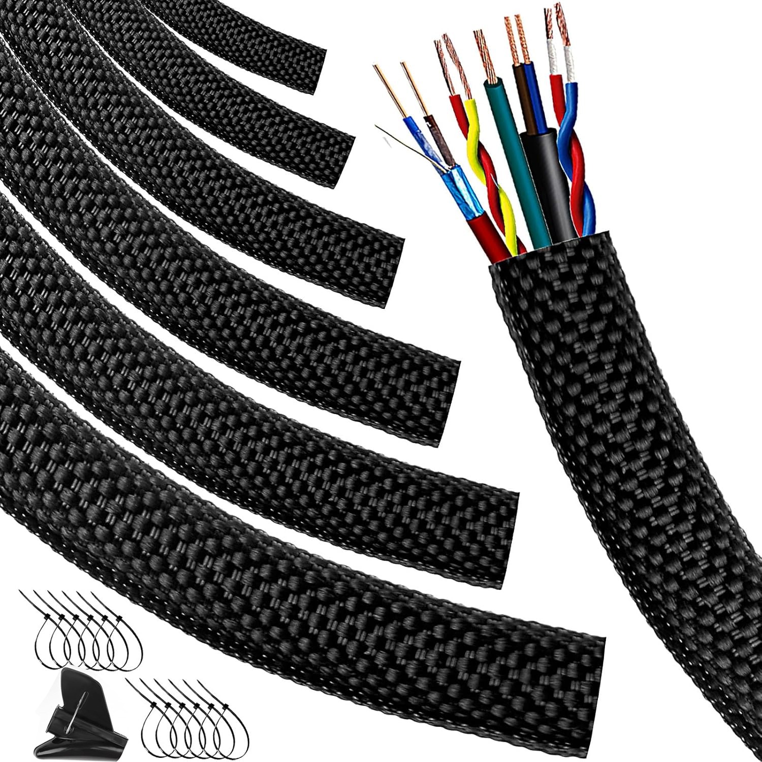 Braided Split-Sleeve Wire Loom for High-Temperature Automotive Harness Wrapping
