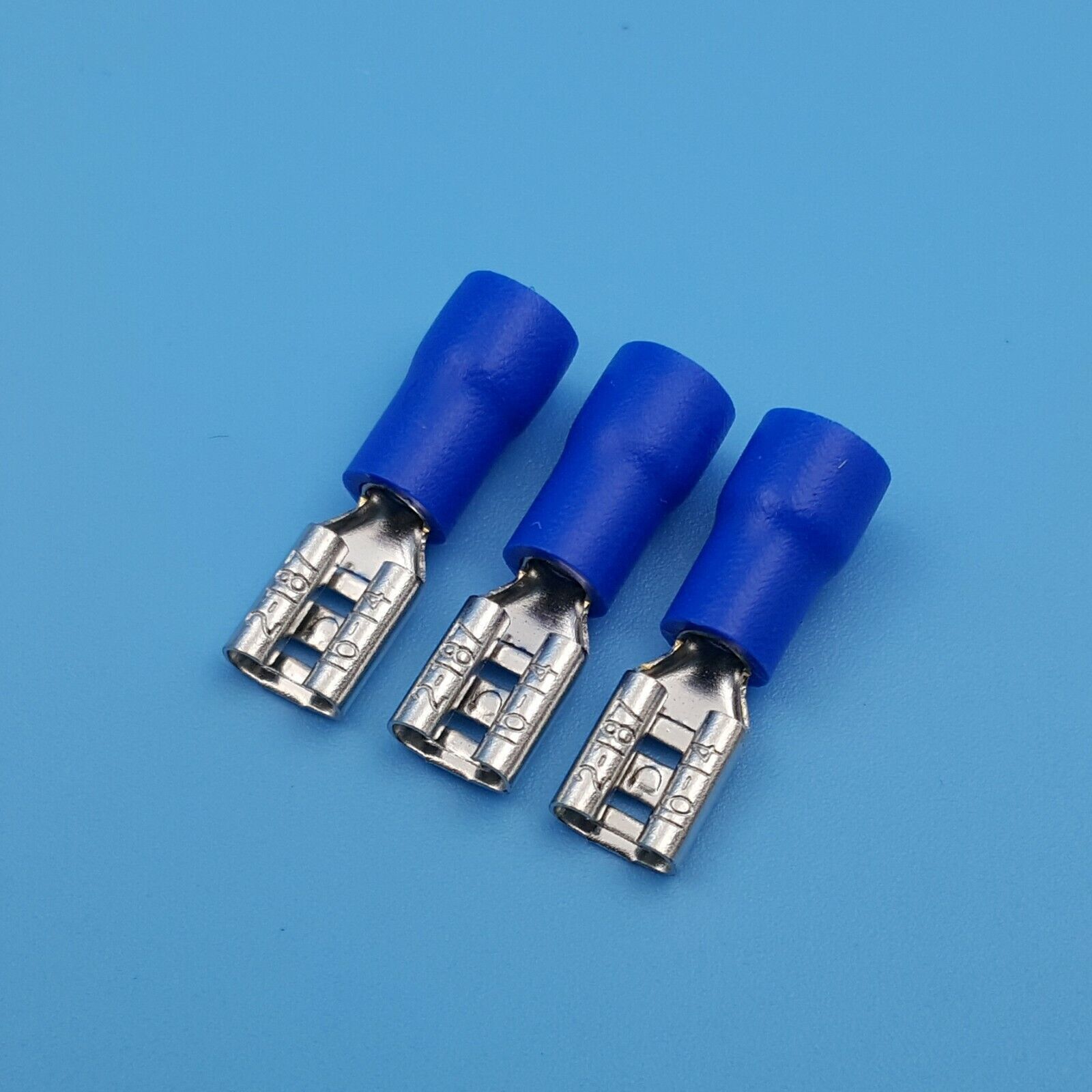 100Pcs Blue Female 4.8mm Spade Quick Disconnect 16-14 AWG Wire Crimp Terminals