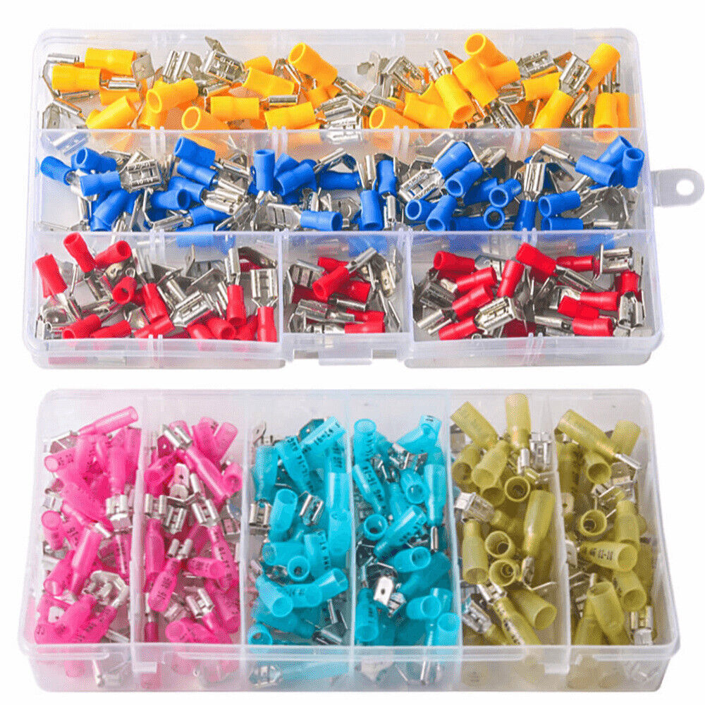 140-50PCS 22-10 AWG Piggy Back Spade Quick Splice Crimp Terminal Connector Kit
