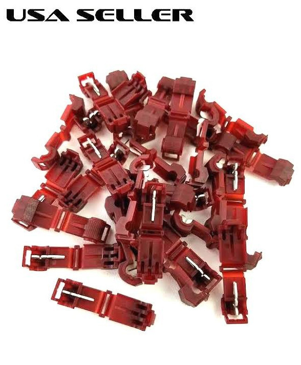 22-18 GAUGE T-TAP RED 100 PK PCS CRIMP TERMINAL AWG GA. CONNECTOR CAR SUV MARINE