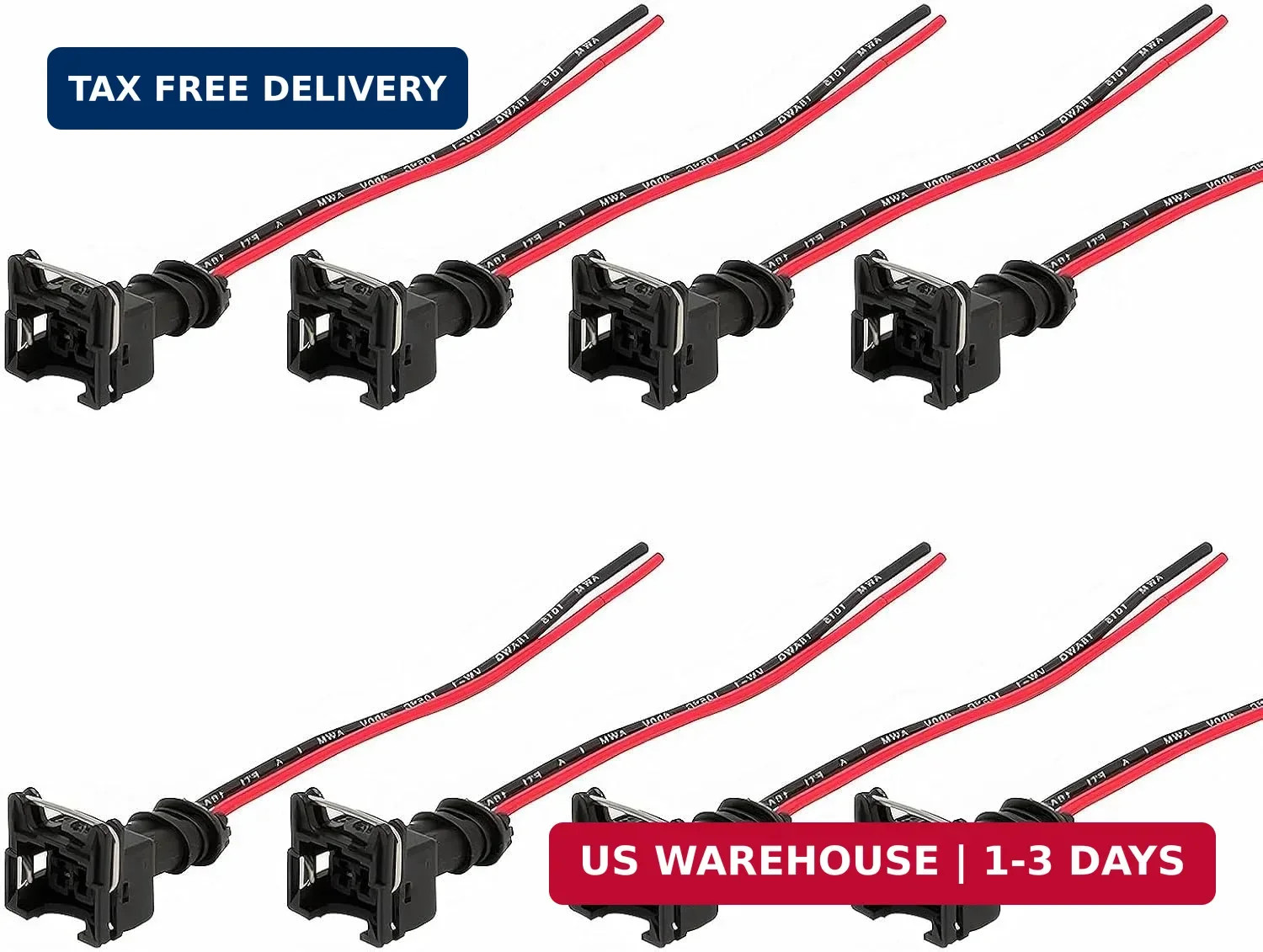8 PCS Fuel Injector Connector, Fuel Injector Wiring Harness, Waterproof Copper C