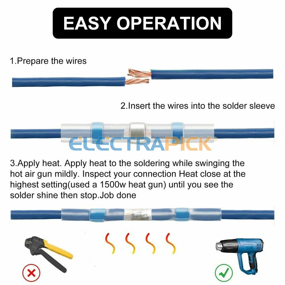 340 PCS Waterproof Solder Seal Sleeve Heat Shrink Butt Wire Connectors Terminals