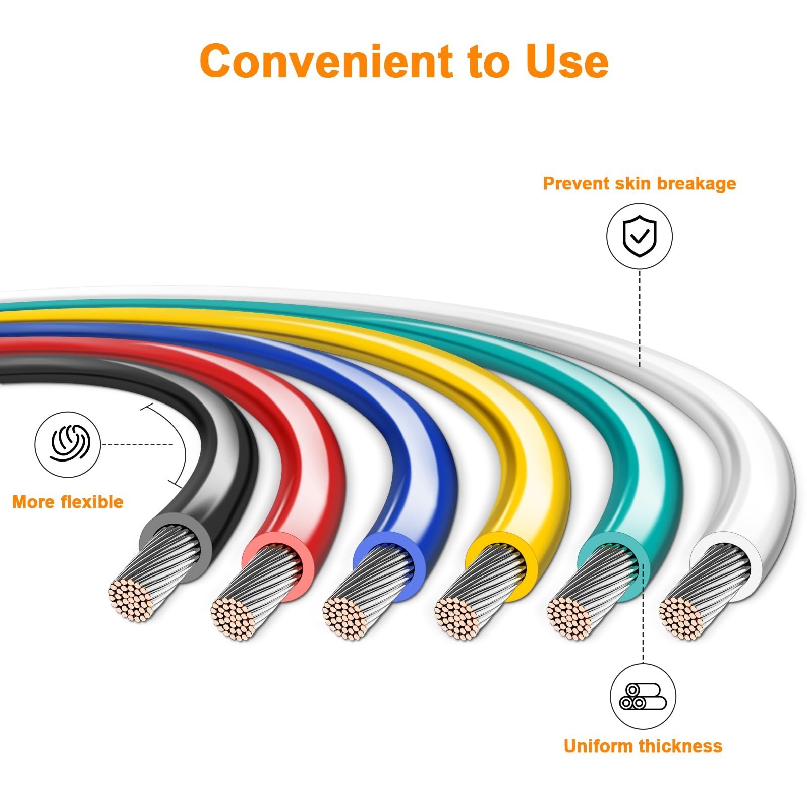 600FT 12 Gauge Wire, 12 AWG Low Voltage Copper Clad Aluminum, 6 Color Hookup Kit