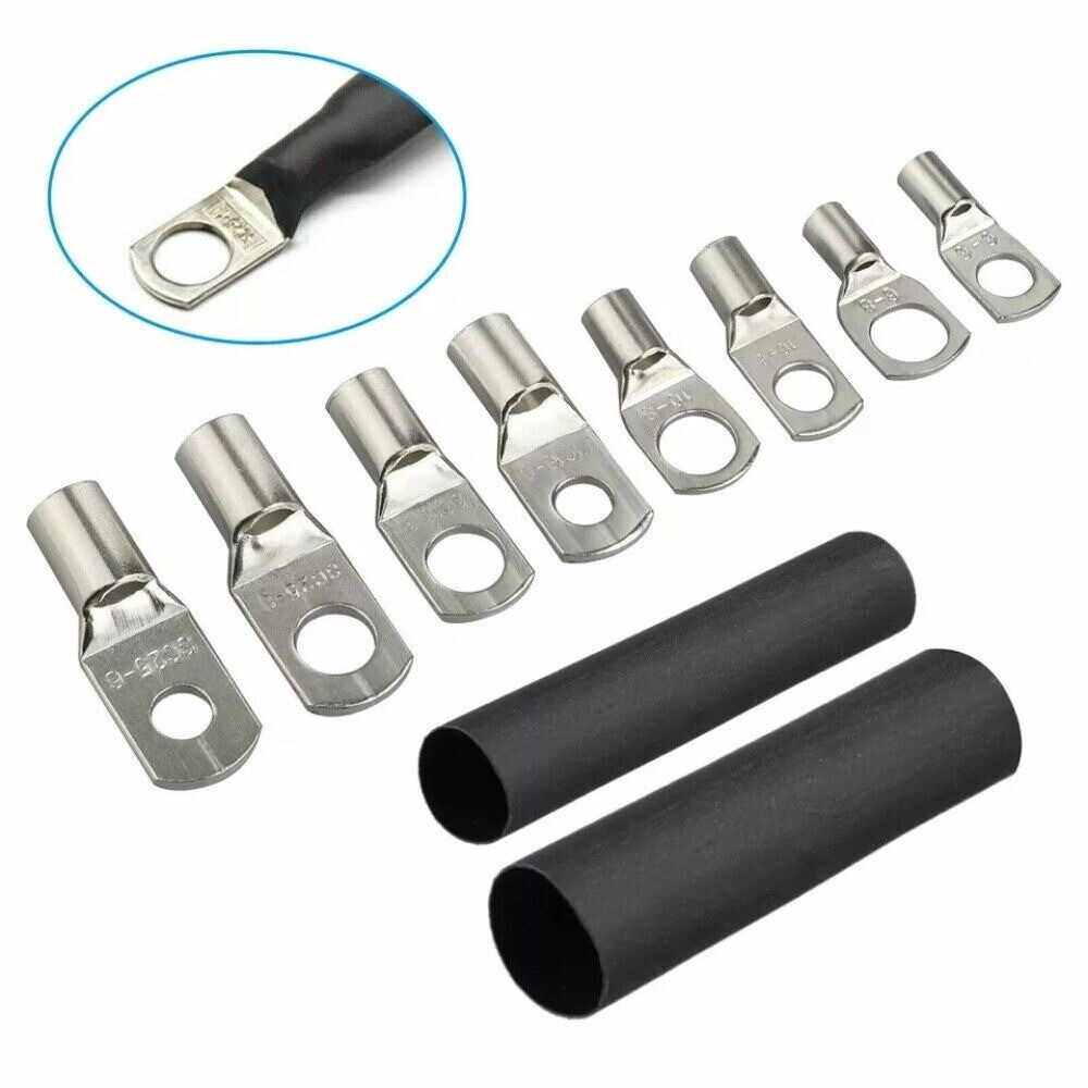 200/140x Assorted Copper Ring Lugs Terminal Wire Bare Cable Crimp Connectors Kit